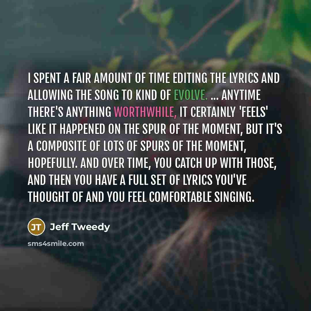 “I spent a fair amount of time editing the lyrics…” quote by Jeff Tweedy