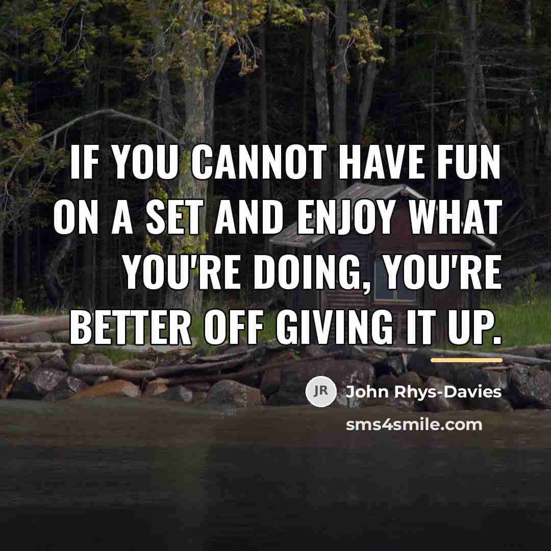 “If you cannot have fun on a set and enjoy…” quote by John Rhys-Davies