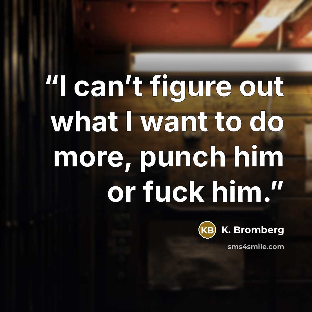“I can’t figure out what I want to do more, punch him or fuck him.” quote by K. Bromberg