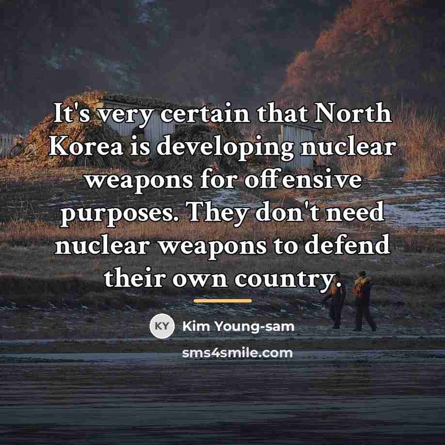 “It's very certain that North Korea is developing nuclear weapons…” quote by Kim Young-sam