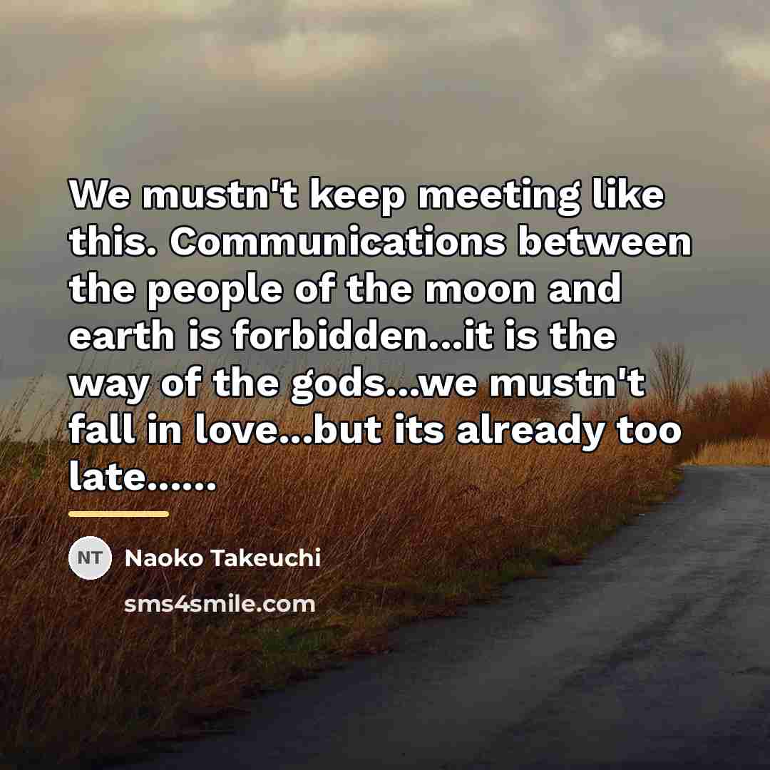 “We mustn't keep meeting like this. Communications between the people…” quote by Naoko Takeuchi