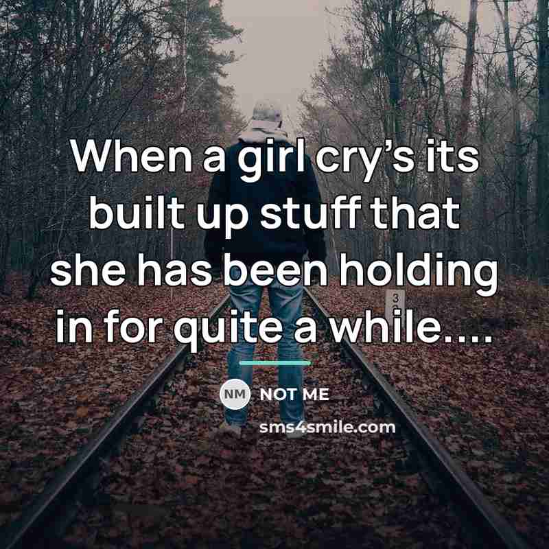 “When a girl cry's its built up stuff that she…” quote by Not Me