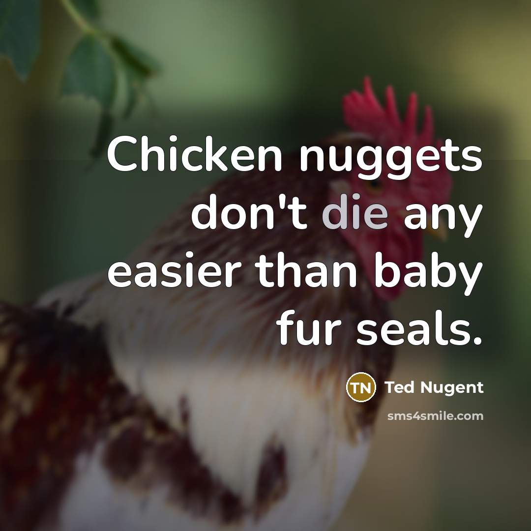 “Chicken nuggets don't die any easier than baby fur seals.…” quote by Ted Nugent