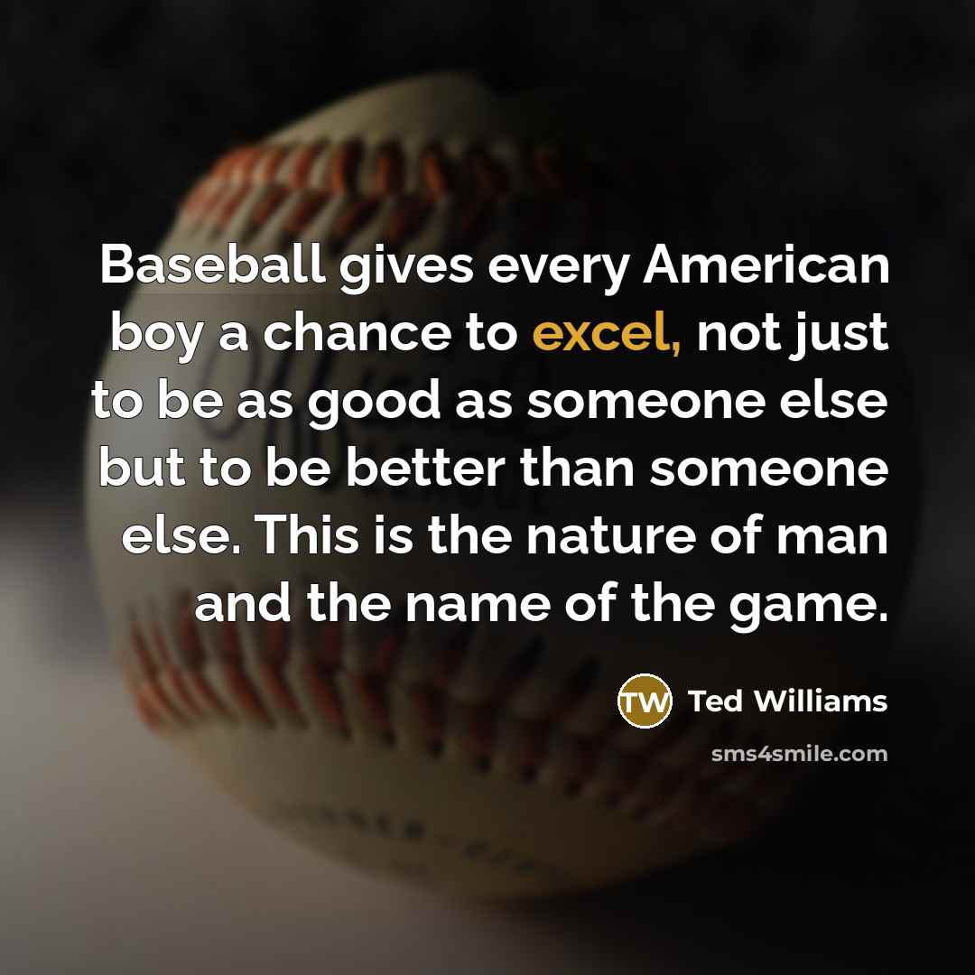 “Baseball gives every American boy a chance to excel, not…” quote by Ted Williams