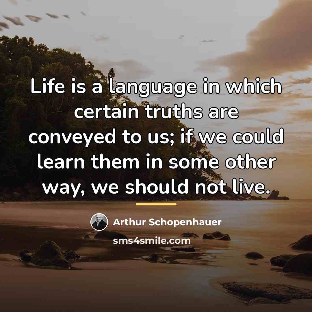 “Life is a language in which certain truths are conveyed…” quote by Arthur Schopenhauer