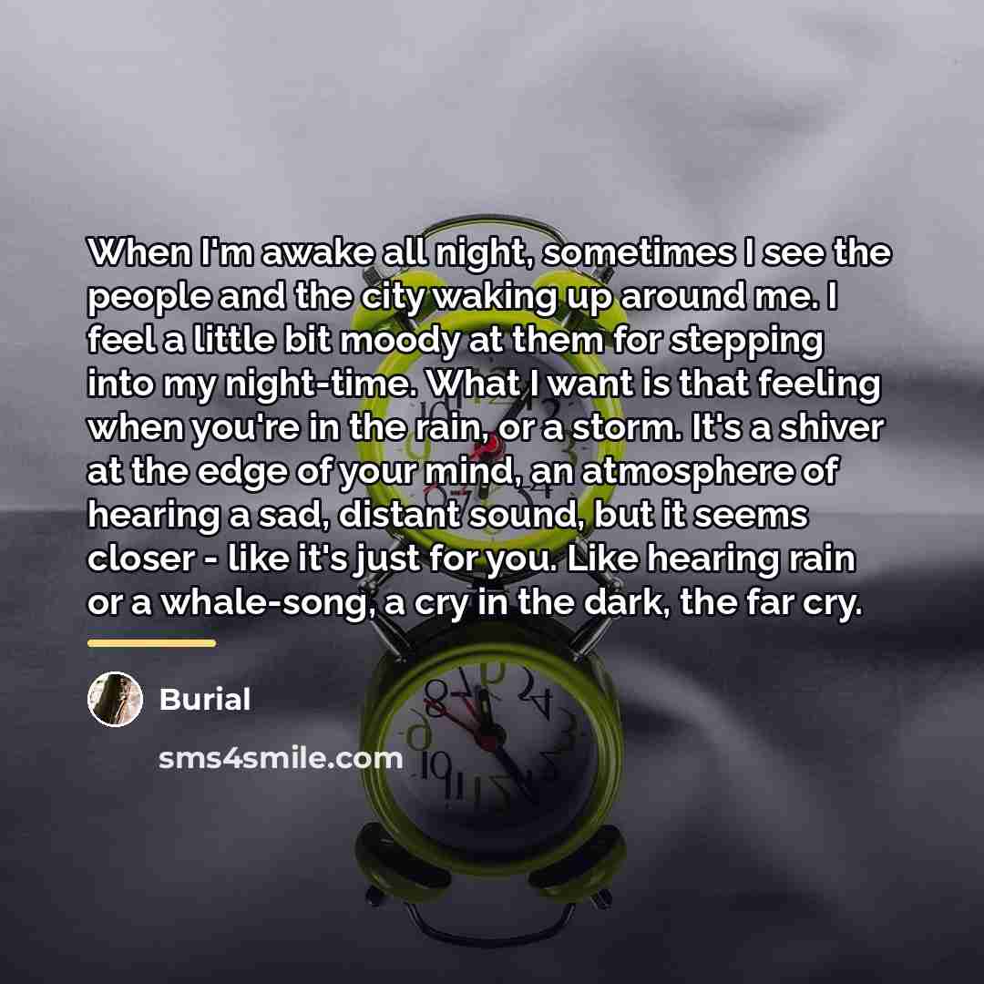 “When I'm awake all night, sometimes I see the people…” quote by Burial