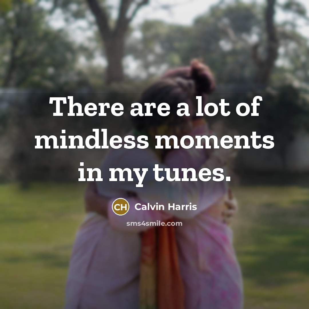 “There are a lot of mindless moments in my tunes.…” quote by Calvin Harris