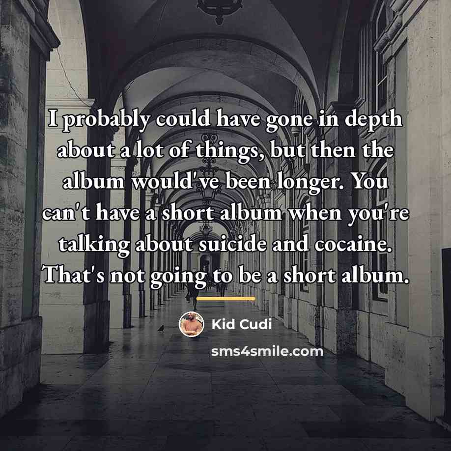 “I probably could have gone in depth about a lot…” quote by Kid Cudi