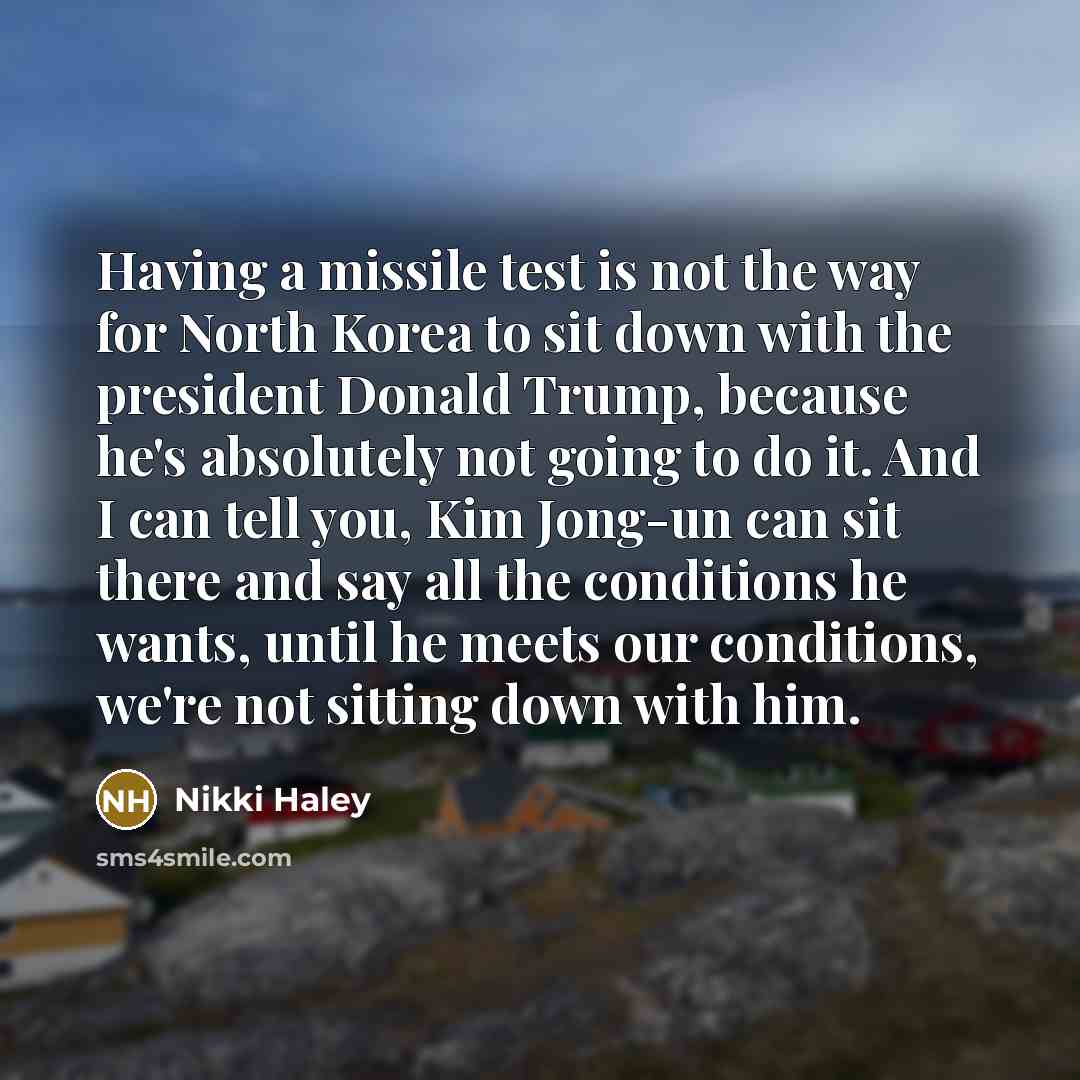 “Having a missile test is not the way for North…” quote by Nikki Haley