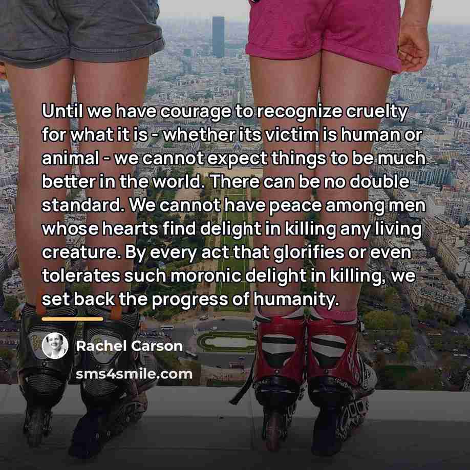 “Until we have courage to recognize cruelty for what it…” quote by Rachel Carson