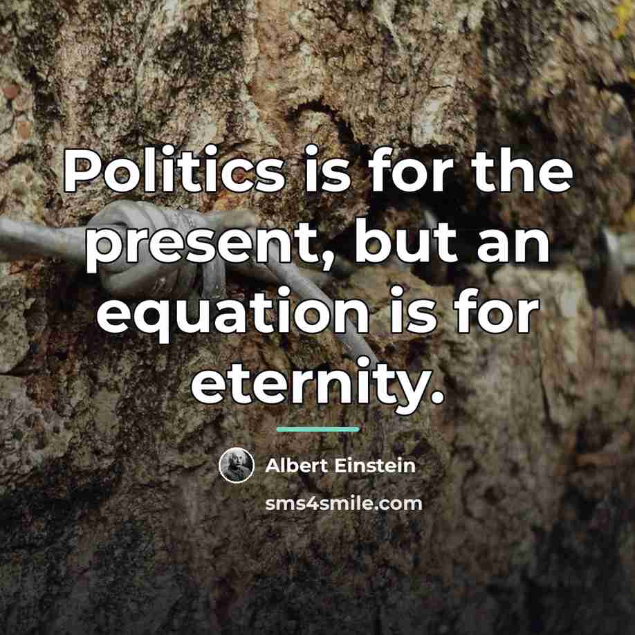 “Politics is for the present, but an equation is for…” quote by Albert Einstein