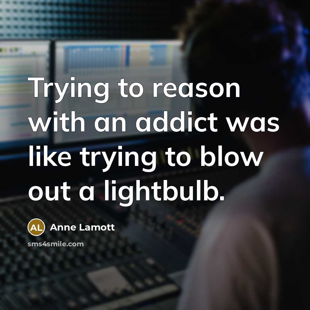 “Trying to reason with an addict was like trying to…” quote by Anne Lamott
