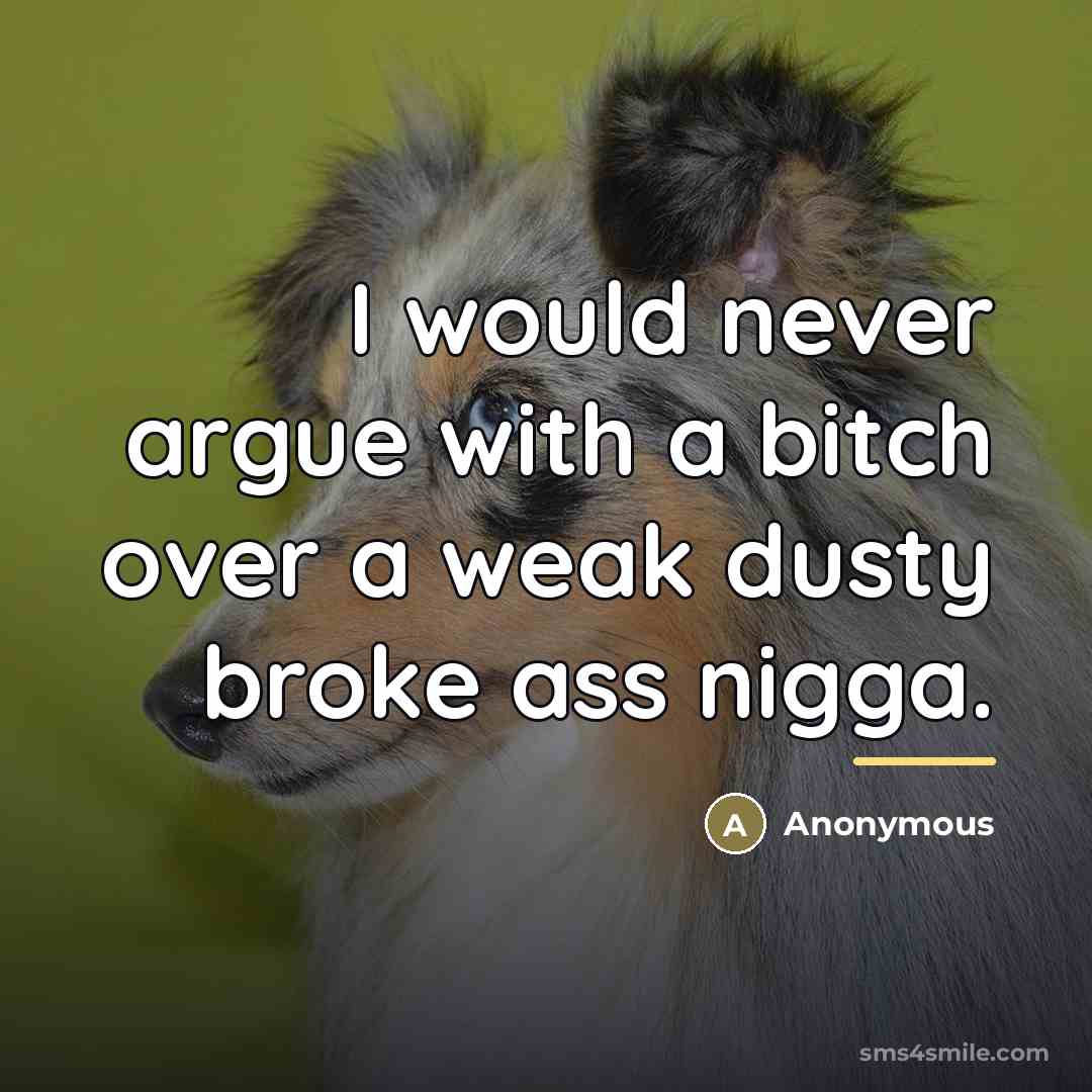 “I would never argue with a bitch over a weak…” quote by Anonymous