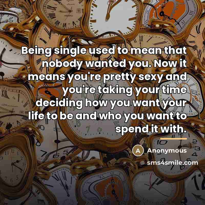 “Being single used to mean that nobody wanted you. Now…” quote by Anonymous