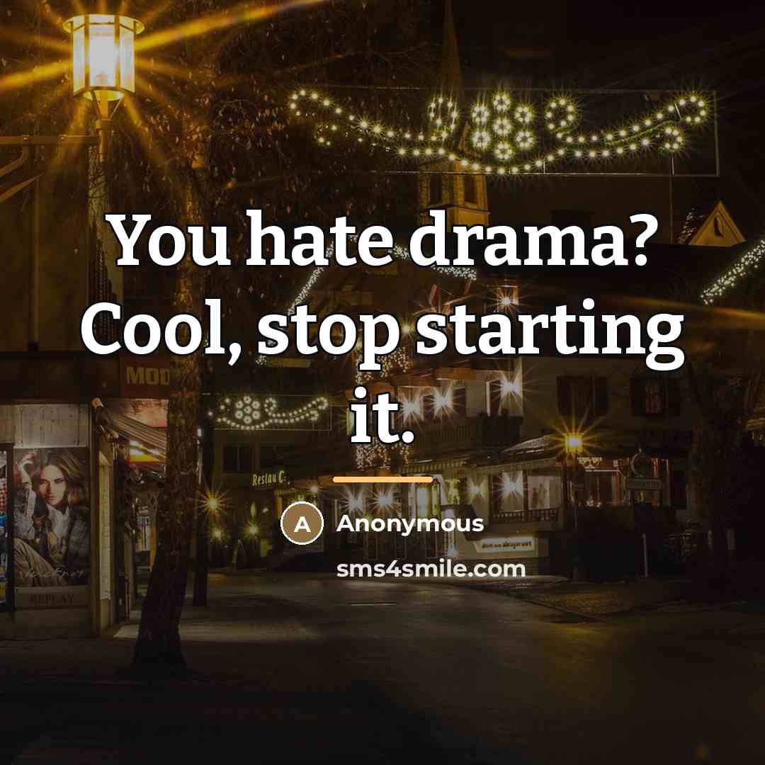 “You hate drama? Cool, stop starting it.…” quote by Anonymous