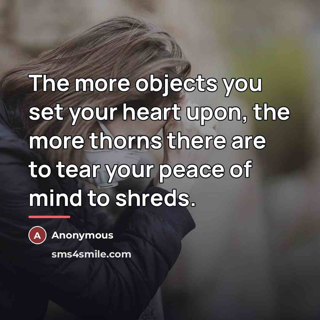 “The more objects you set your heart upon, the more…” quote by Anonymous