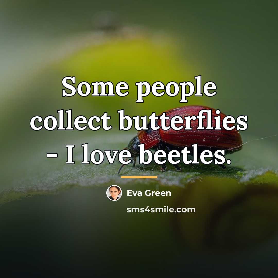 “Some people collect butterflies - I love beetles.…” quote by Eva Green