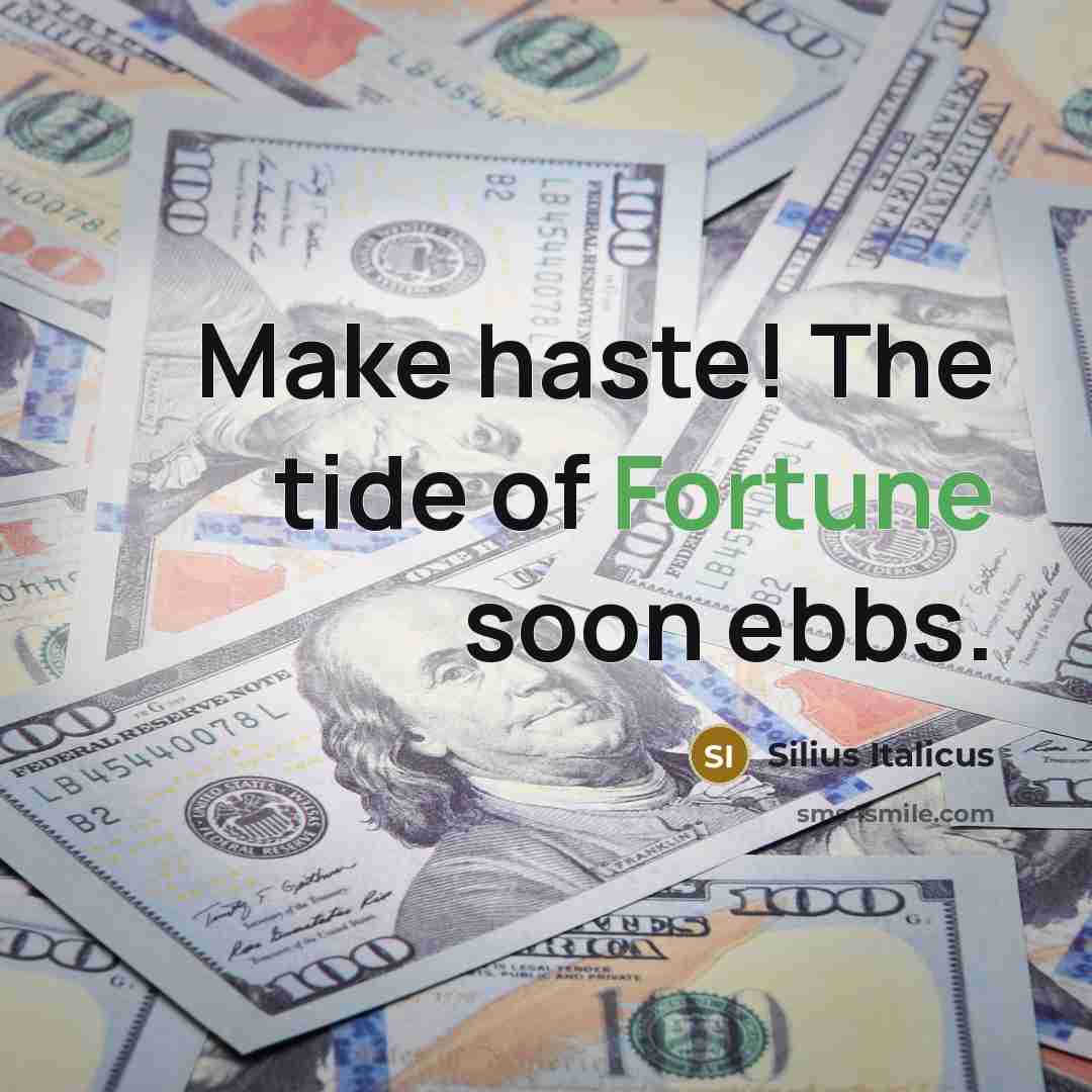 “Make haste! The tide of Fortune soon ebbs.…” quote by Silius Italicus