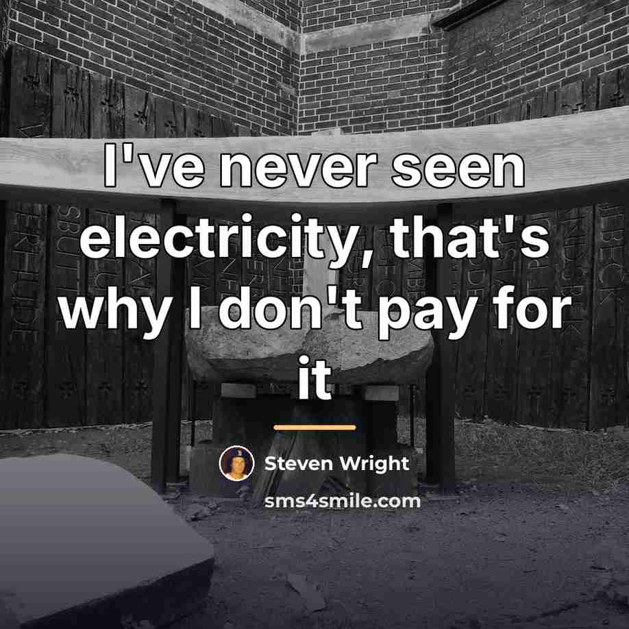 “I've never seen electricity, that's why I don't pay for…” quote by Steven Wright