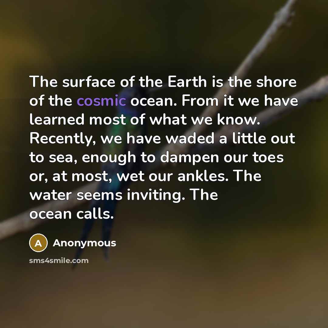 “The surface of the Earth is the shore of the…” quote by Anonymous