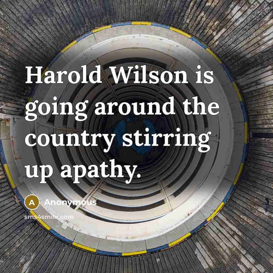 “Harold Wilson is going around the country stirring up apathy.” quote by Anonymous
