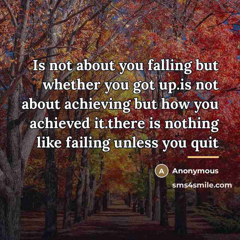 “Is not about you falling but whether you got up.is…” quote by Anonymous