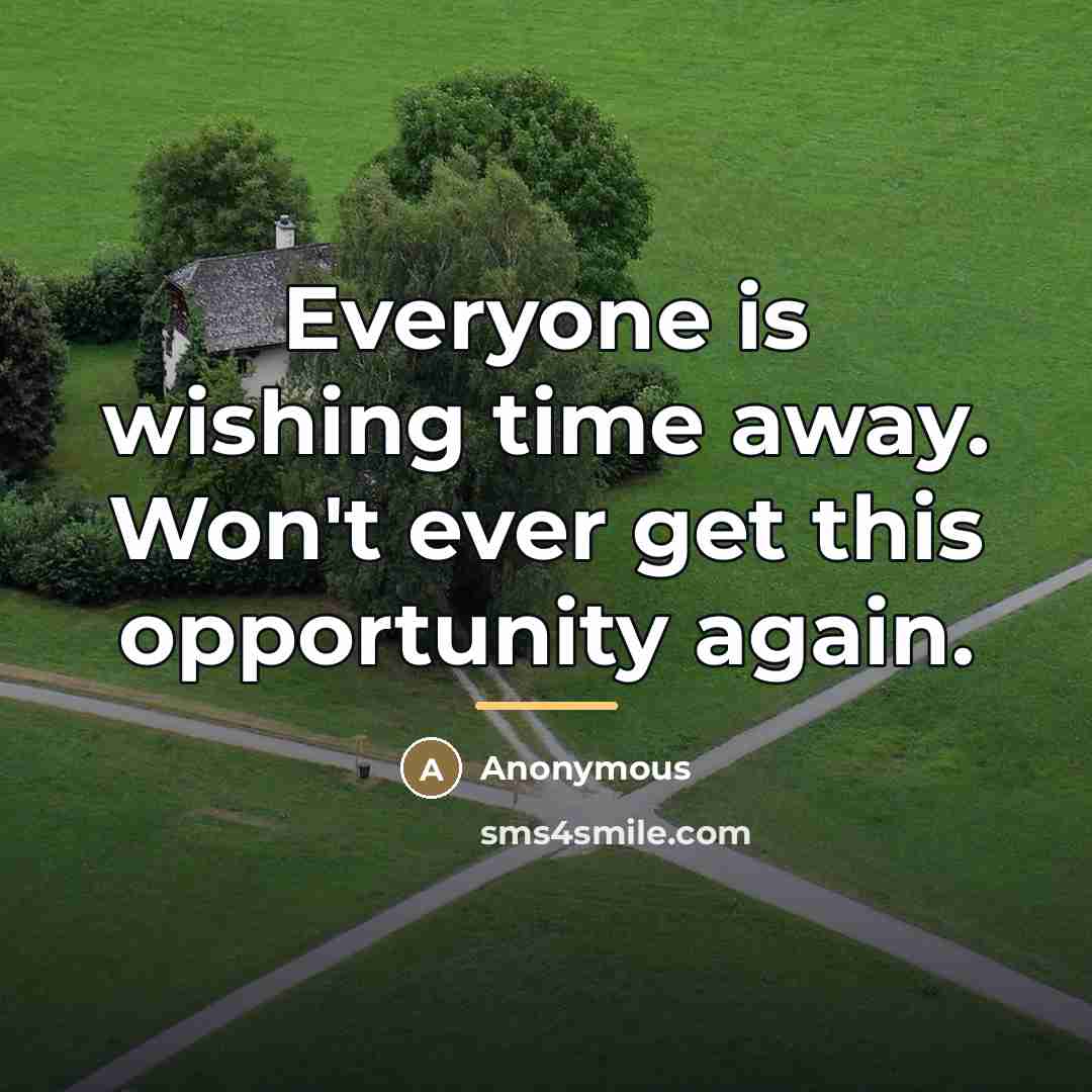 “Everyone is wishing time away. Won't ever get this opportunity…” quote by Anonymous