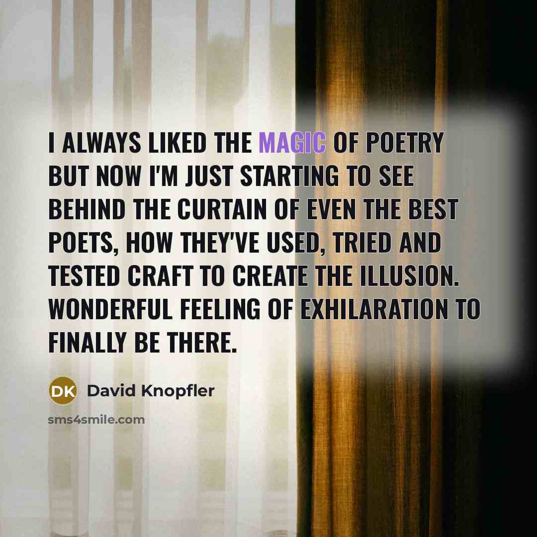 “I always liked the magic of poetry but now I'm…” quote by David Knopfler