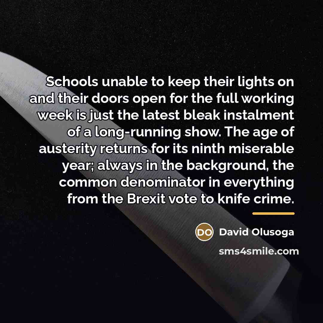 “Schools unable to keep their lights on and their doors…” quote by David Olusoga