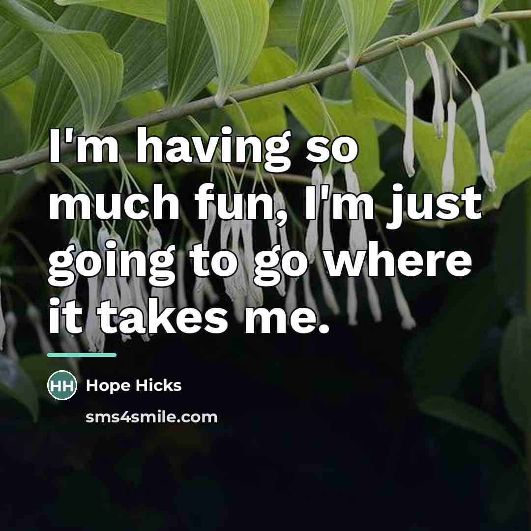 “I'm having so much fun, I'm just going to go…” quote by Hope Hicks