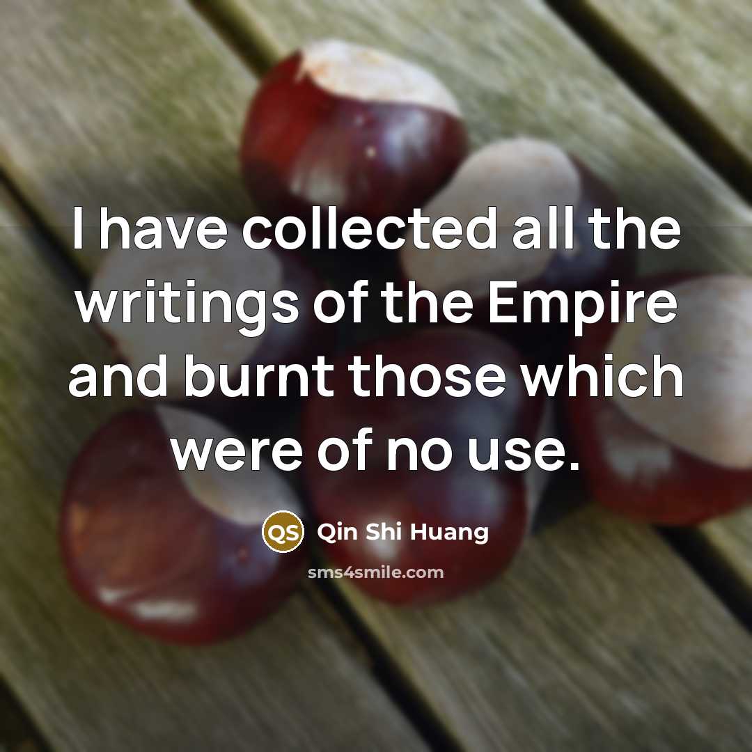 “I have collected all the writings of the Empire and…” quote by Qin Shi Huang