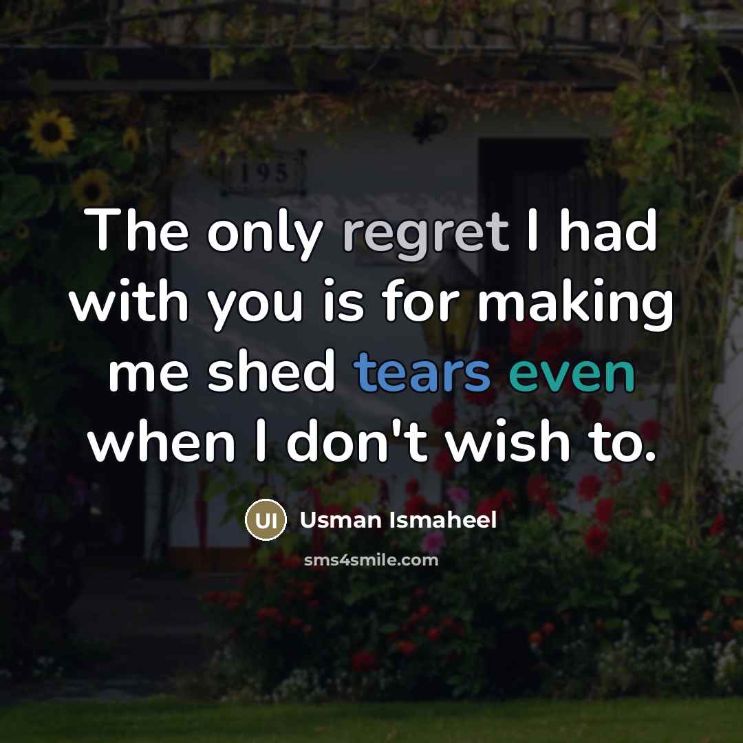 “The only regret I had with you is for making…” quote by Usman Ismaheel