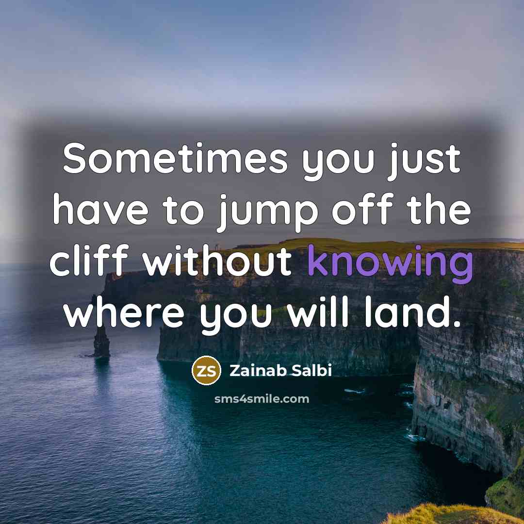“Sometimes you just have to jump off the cliff without…” quote by Zainab Salbi