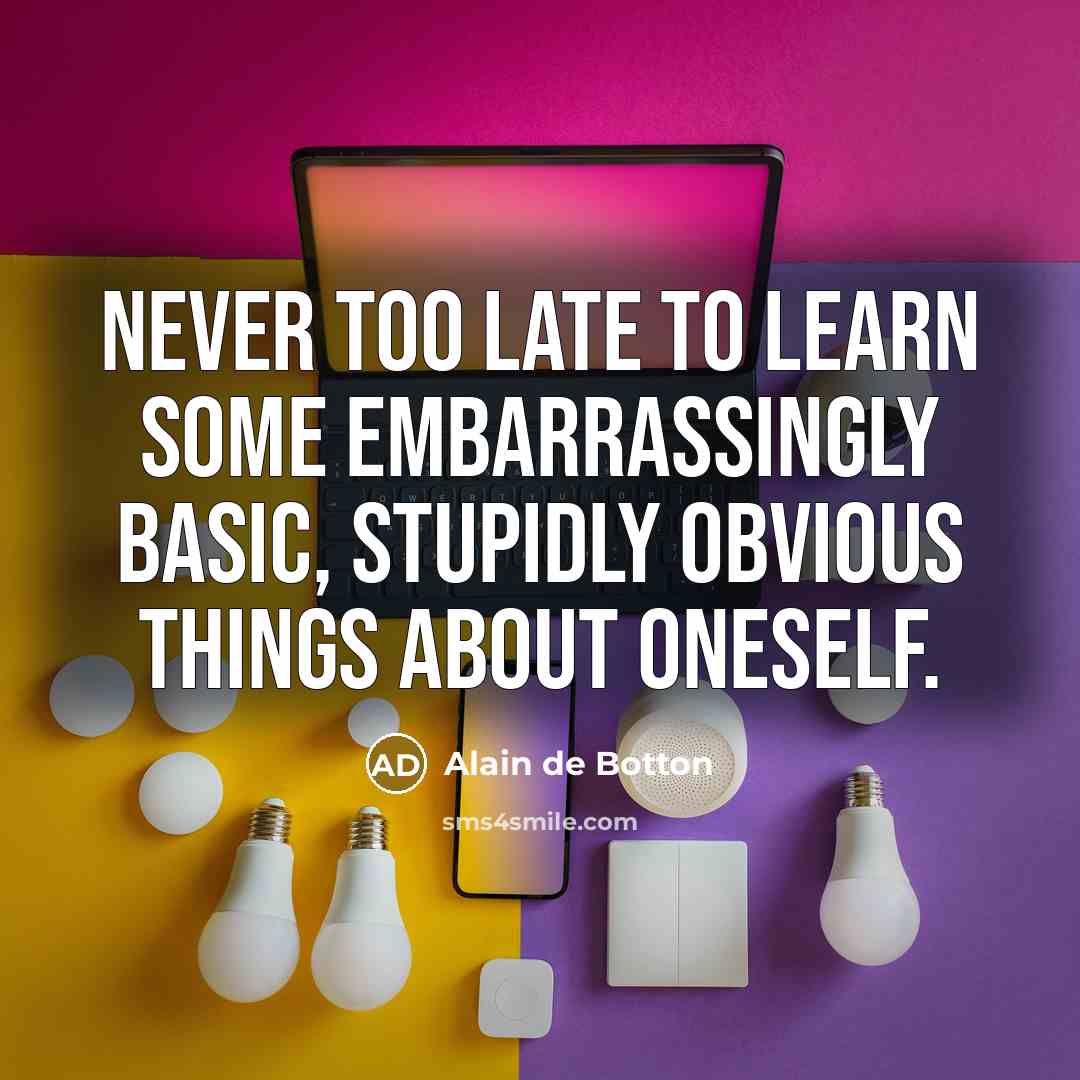 “Never too late to learn some embarrassingly basic, stupidly obvious…” quote by Alain de Botton