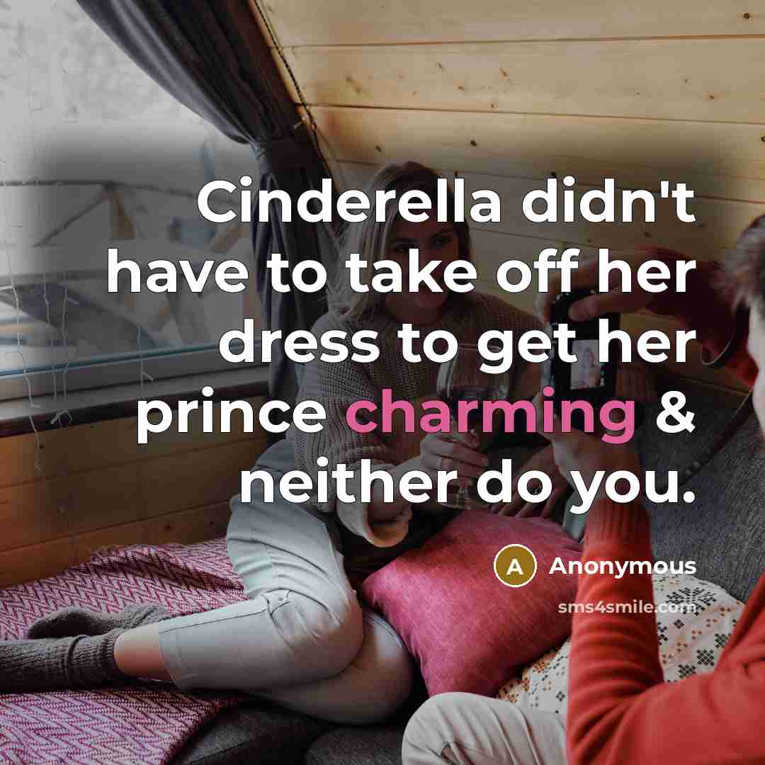 “Cinderella didn't have to take off her dress to get…” quote by Anonymous