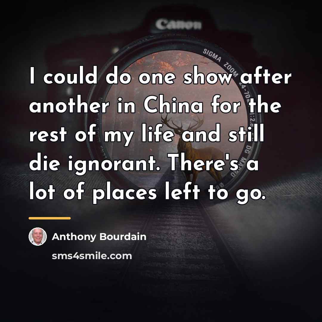 “I could do one show after another in China for…” quote by Anthony Bourdain
