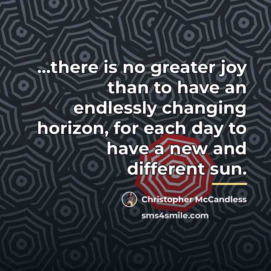 “...there is no greater joy than to have an endlessly…” quote by Christopher McCandless