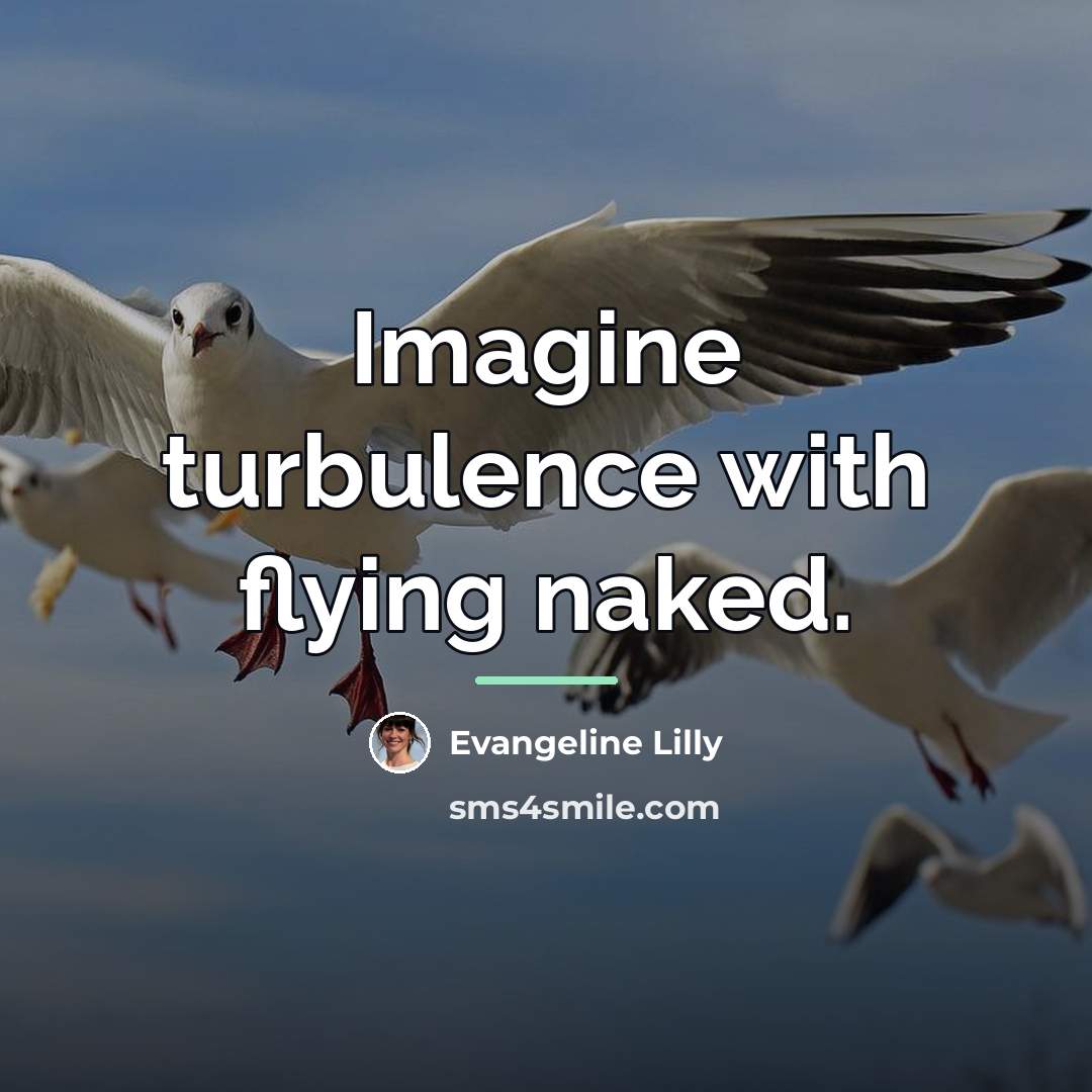 “Imagine turbulence with flying naked.…” quote by Evangeline Lilly