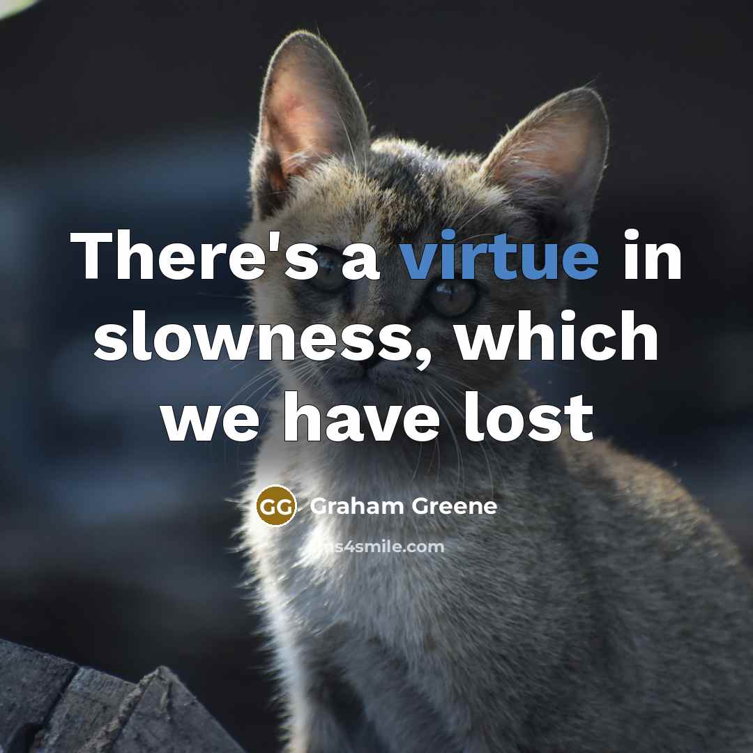 “There's a virtue in slowness, which we have lost…” quote by Graham Greene