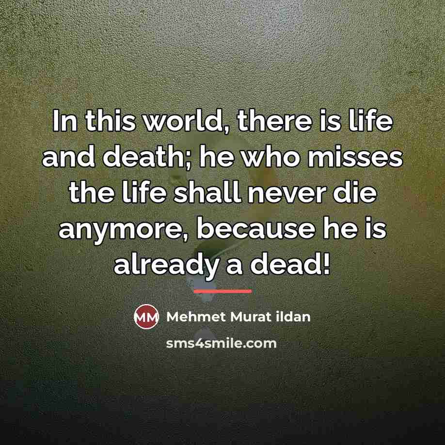 “In this world, there is life and death; he who…” quote by Mehmet Murat Ildan