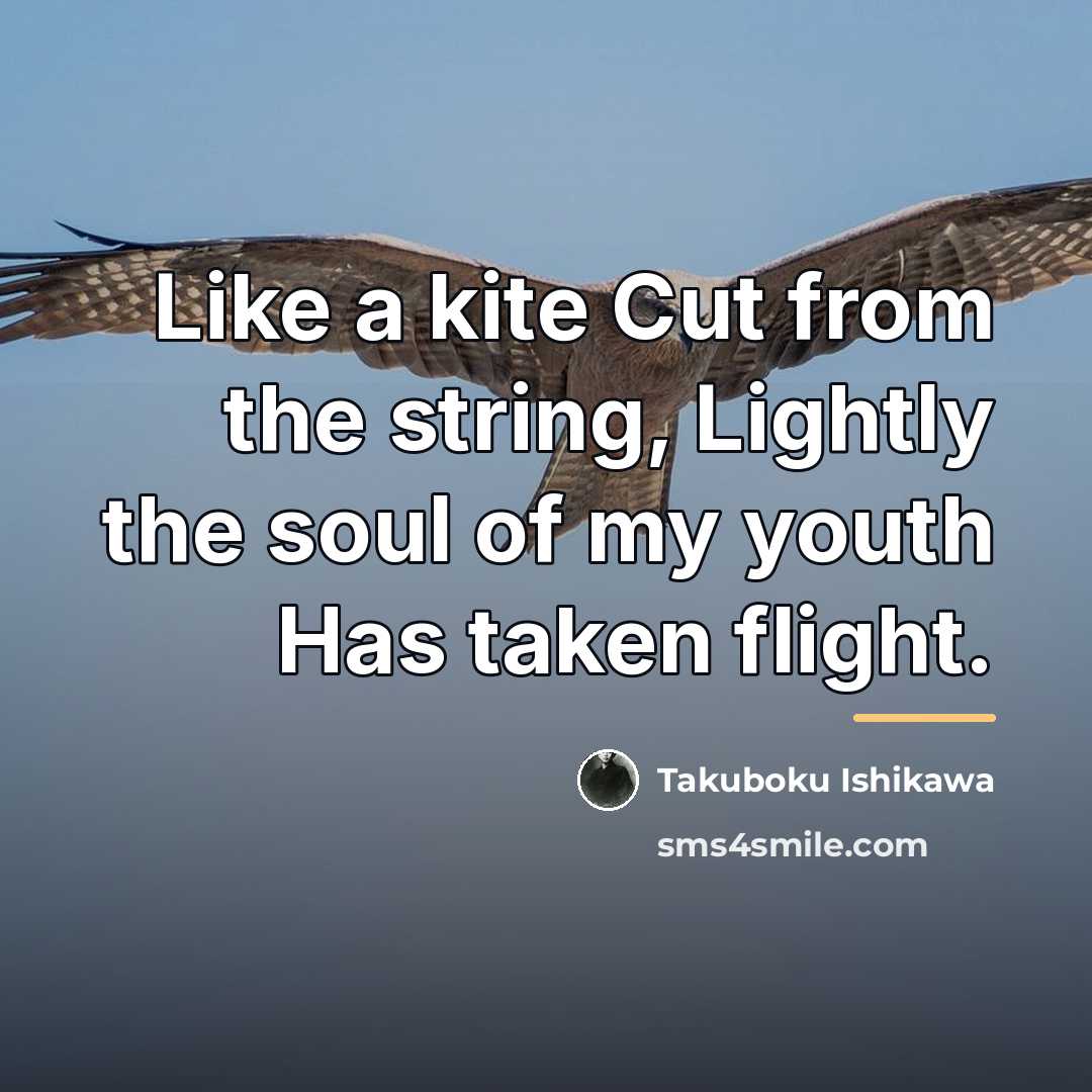“Like a kite Cut from the string, Lightly the soul…” quote by Takuboku Ishikawa