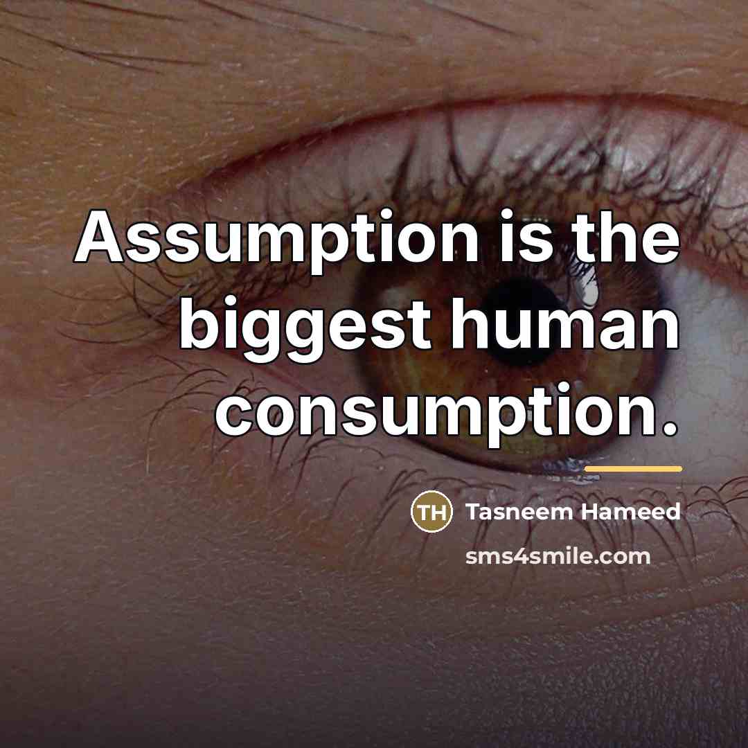 “Assumption is the biggest human consumption.…” quote by Tasneem Hameed