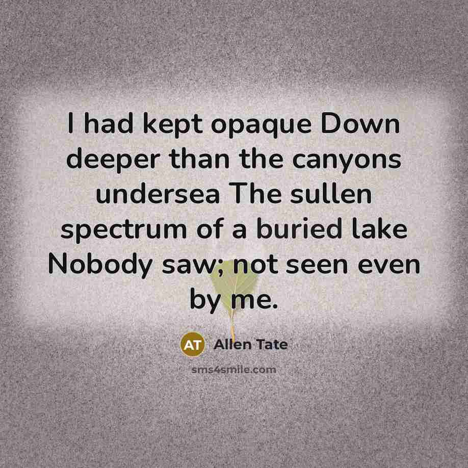 “I had kept opaque Down deeper than the canyons undersea…” quote by Allen Tate