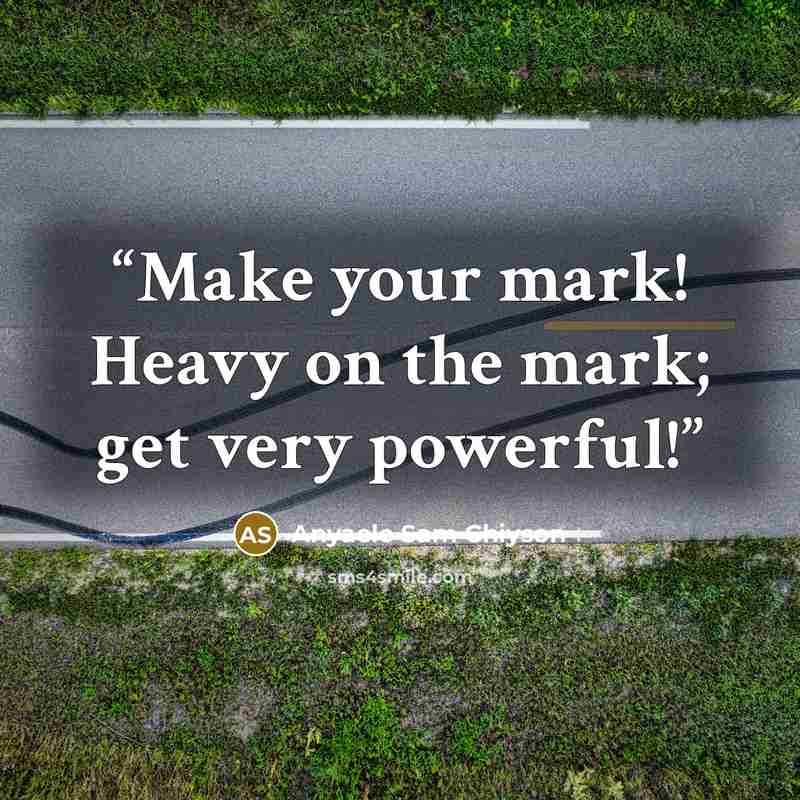 “Make your mark! Heavy on the mark; get very powerful!” quote by Anyaele Sam Chiyson