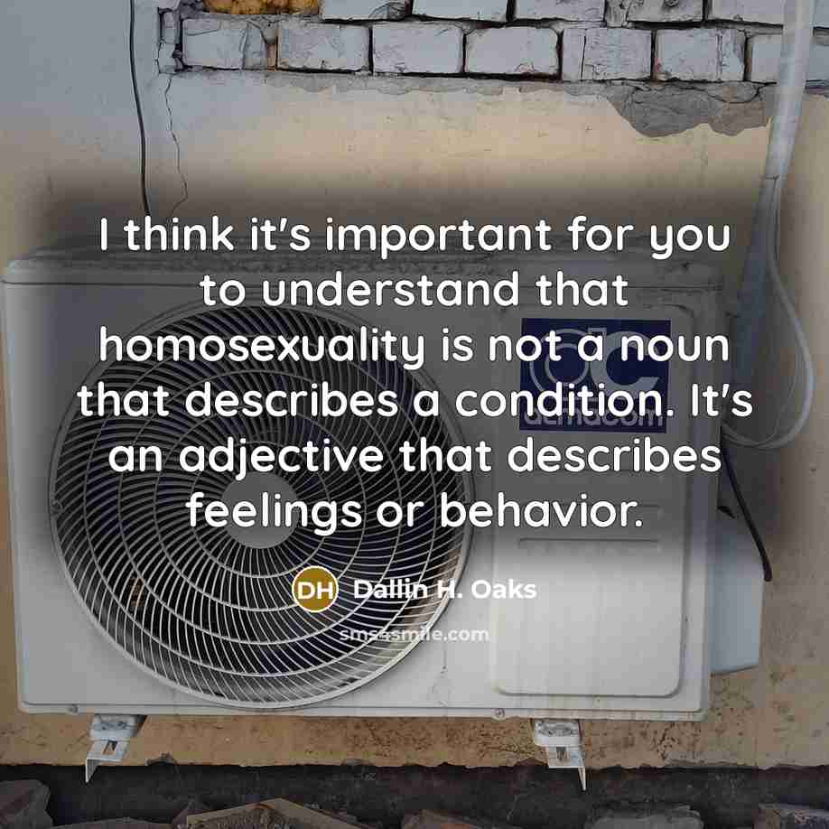 “I think it's important for you to understand that homosexuality…” quote by Dallin H. Oaks
