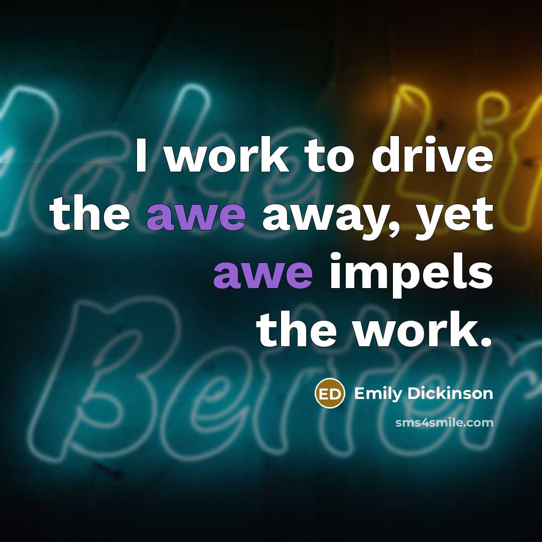 “I work to drive the awe away, yet awe impels…” quote by Emily Dickinson