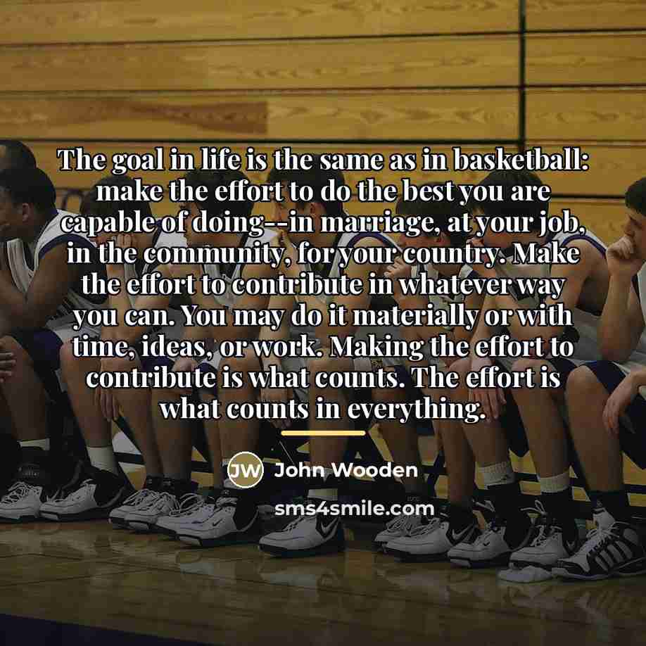 “The goal in life is the same as in basketball:…” quote by John Wooden