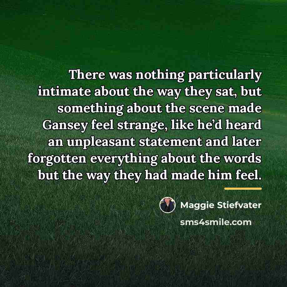 “There was nothing particularly intimate about the way they sat,…” quote by Maggie Stiefvater