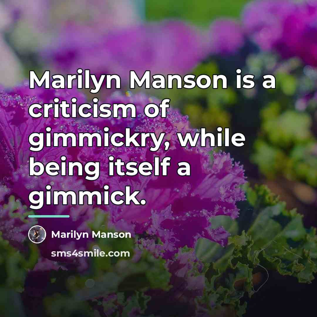 “Marilyn Manson is a criticism of gimmickry, while being itself…” quote by Marilyn Manson