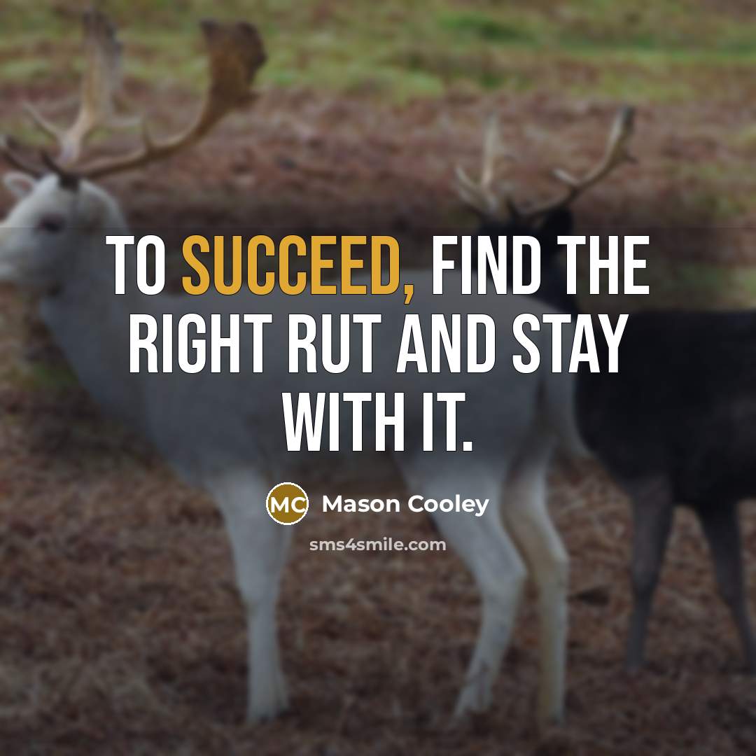 “To succeed, find the right rut and stay with it.…” quote by Mason Cooley